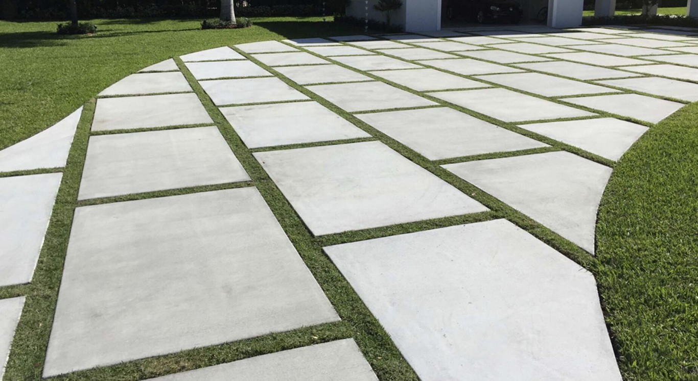 Modern concrete patio with custom design